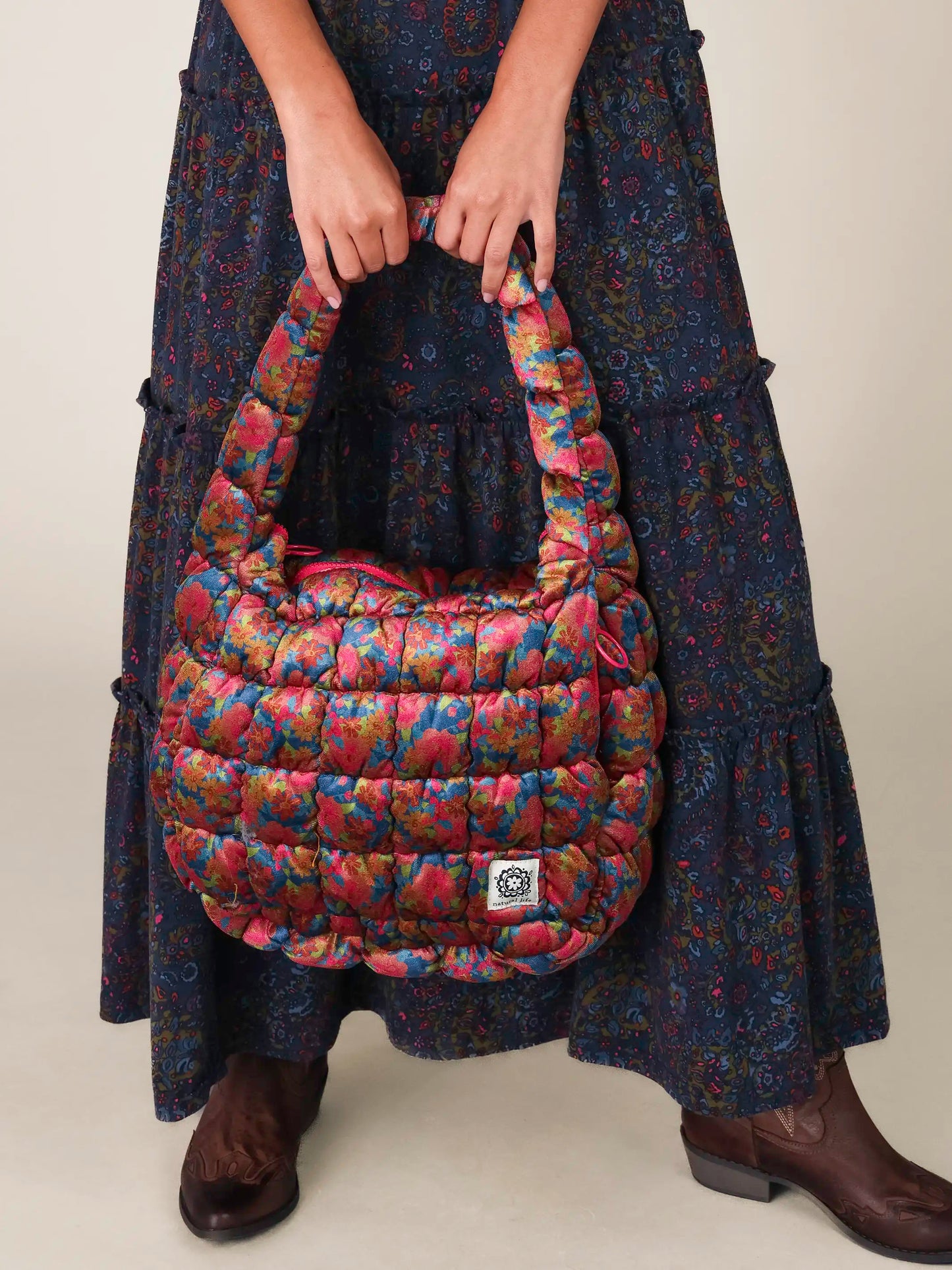 Puffy Fit-It-All Bag - Large Calico Floral Velvet