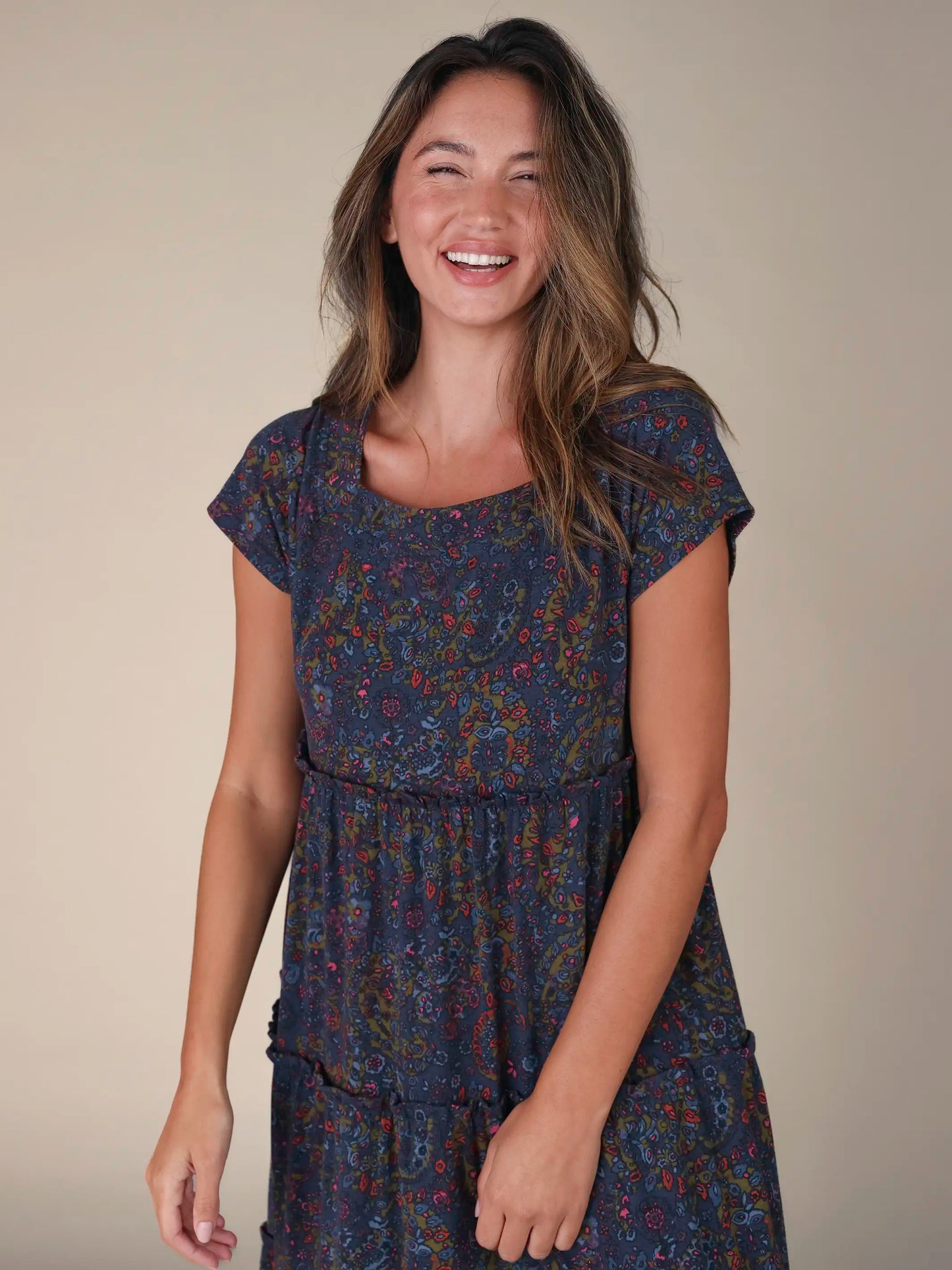 Berkley Knit Maxi Dress - Retro Paisley Navy