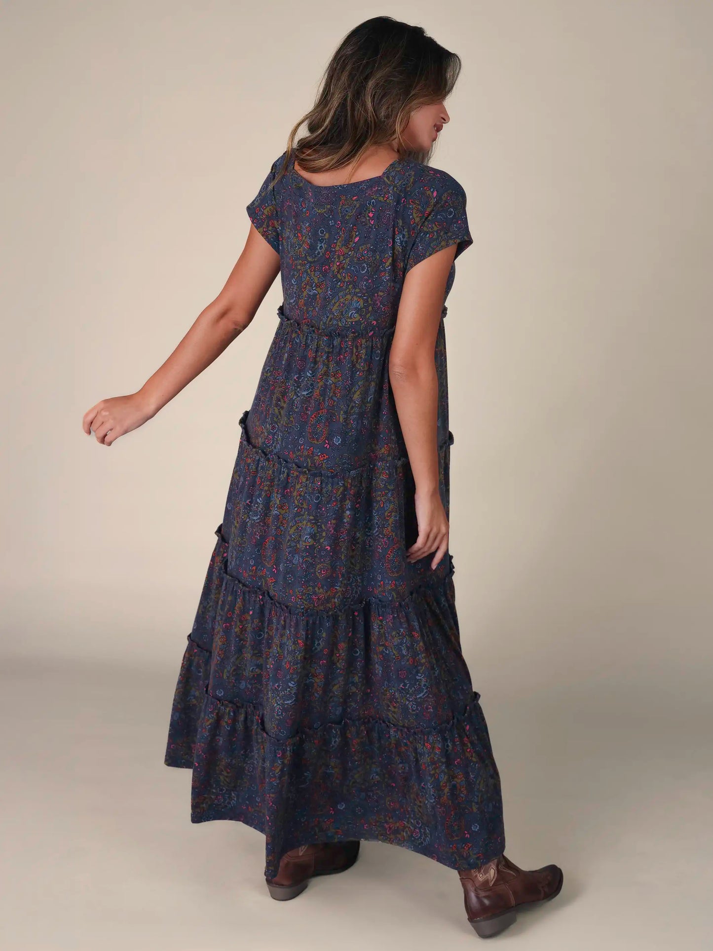 Berkley Knit Maxi Dress - Retro Paisley Navy