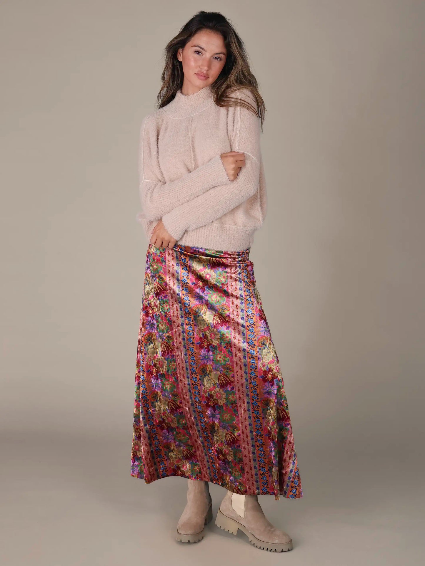 Fuzzy Turtleneck Sweater - Cream