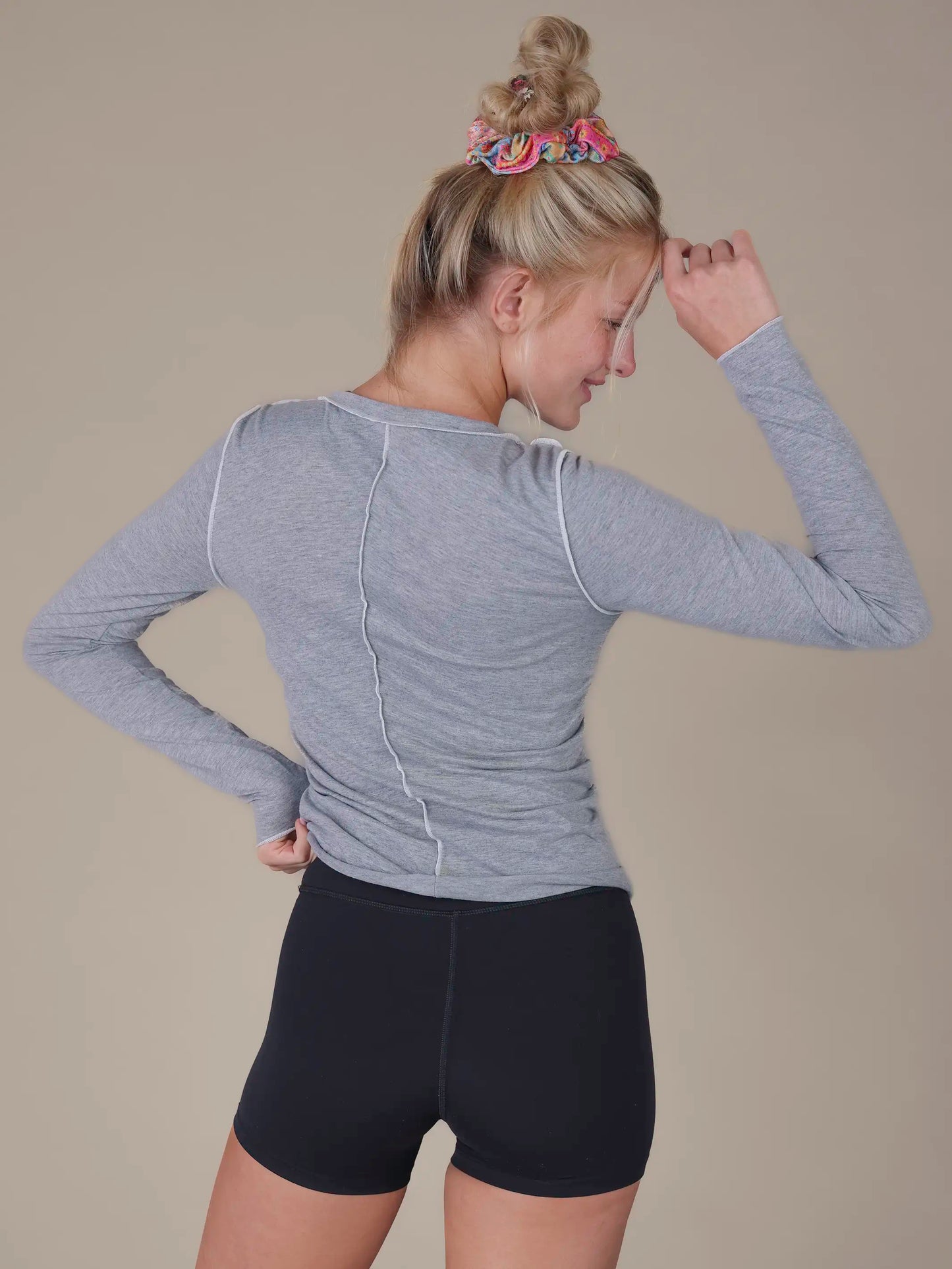 Riley Ruched Top - Heather Grey