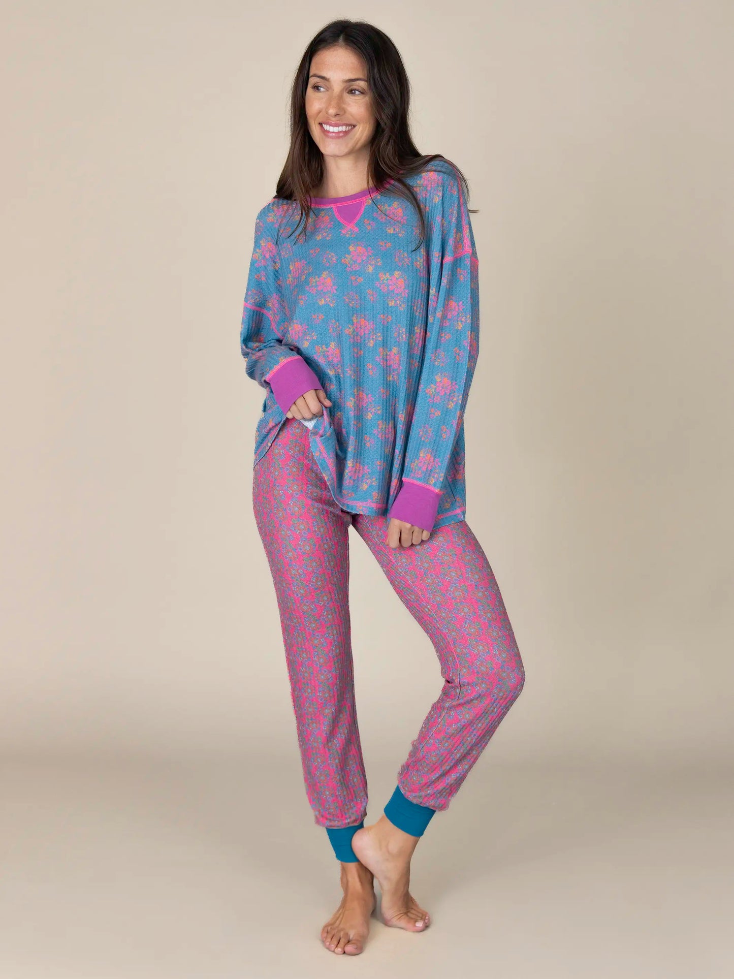 Mix & Match Waffle Long Johns - Pink Floral Bundles