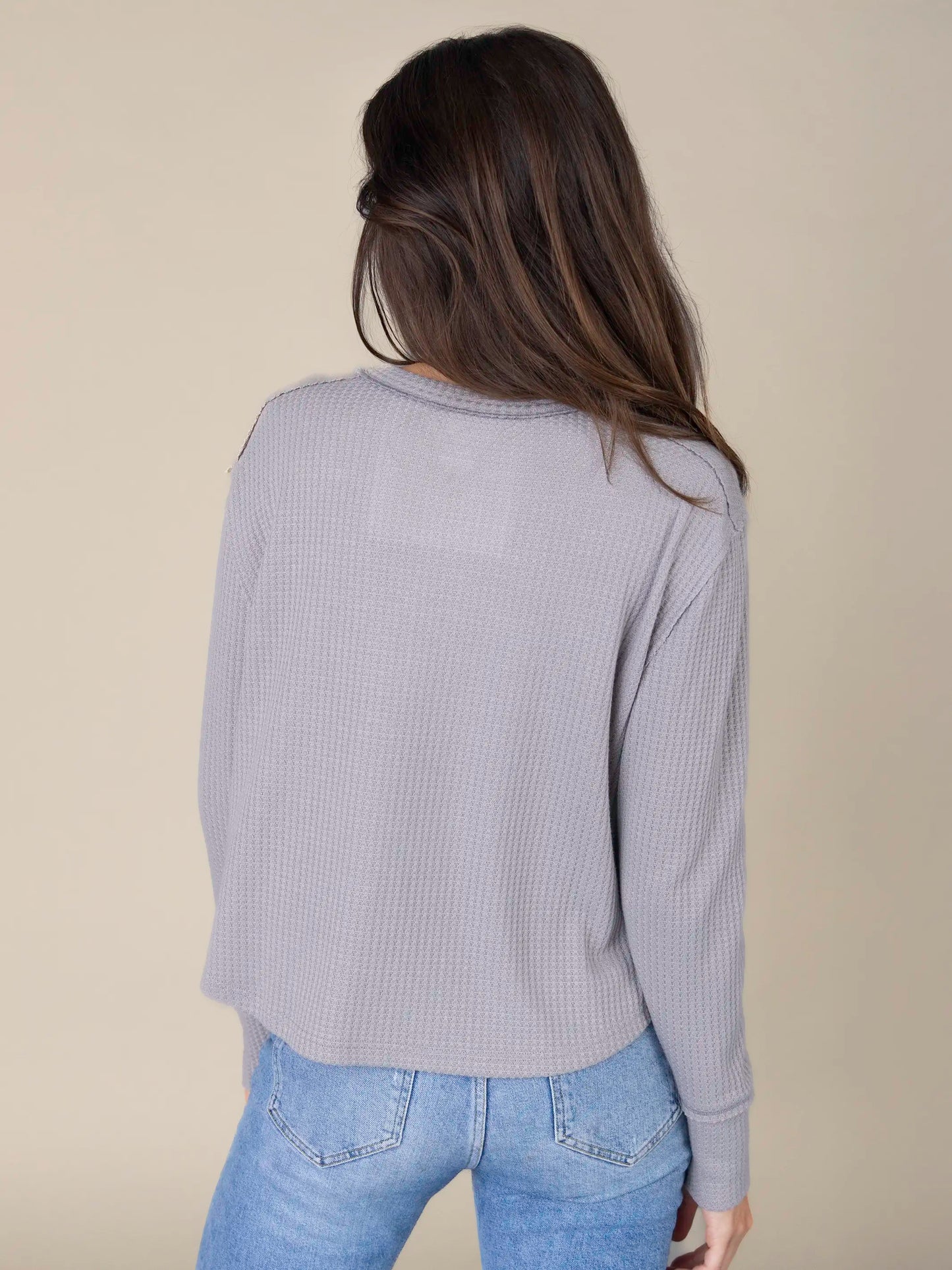 Parker Embroidered Thermal Tee - Silver Cabin