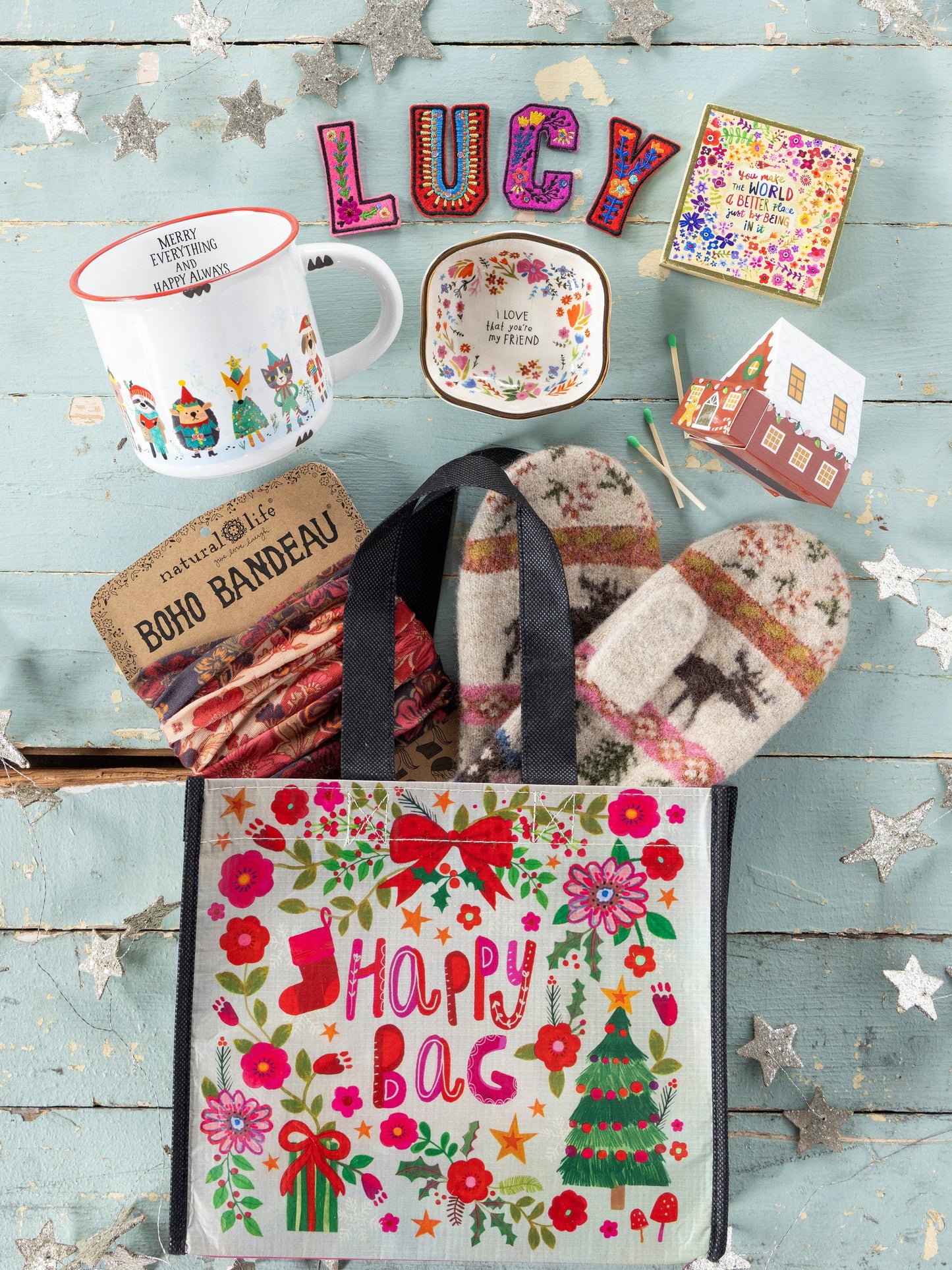 Medium Happy Bag, Set of 3 - Holiday