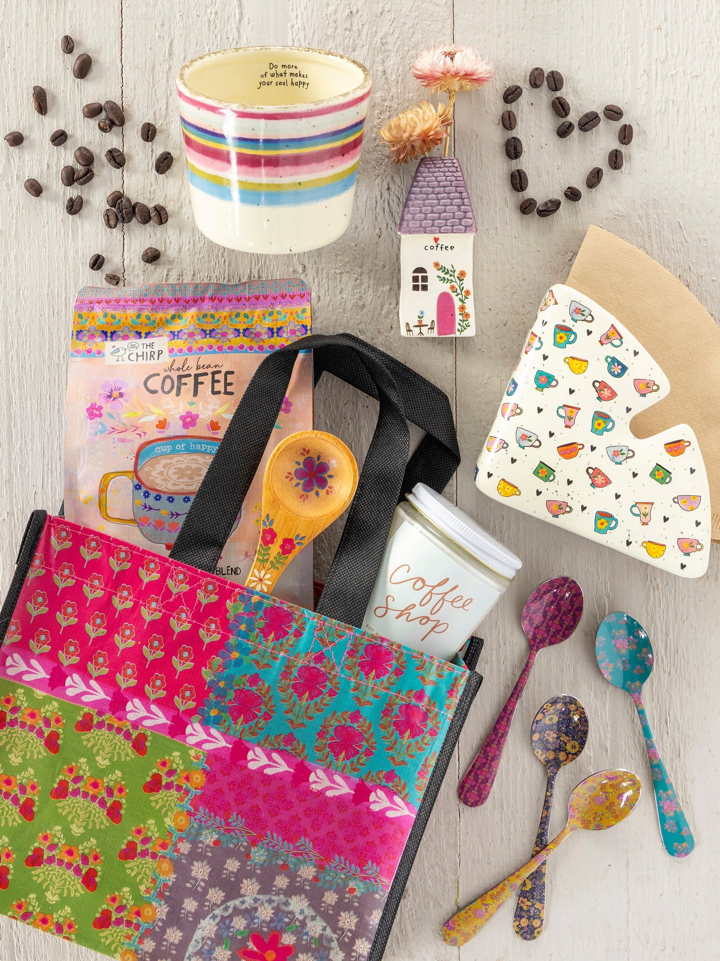 Medium Happy Bag, Set of 3 - Rainbow Patchwork