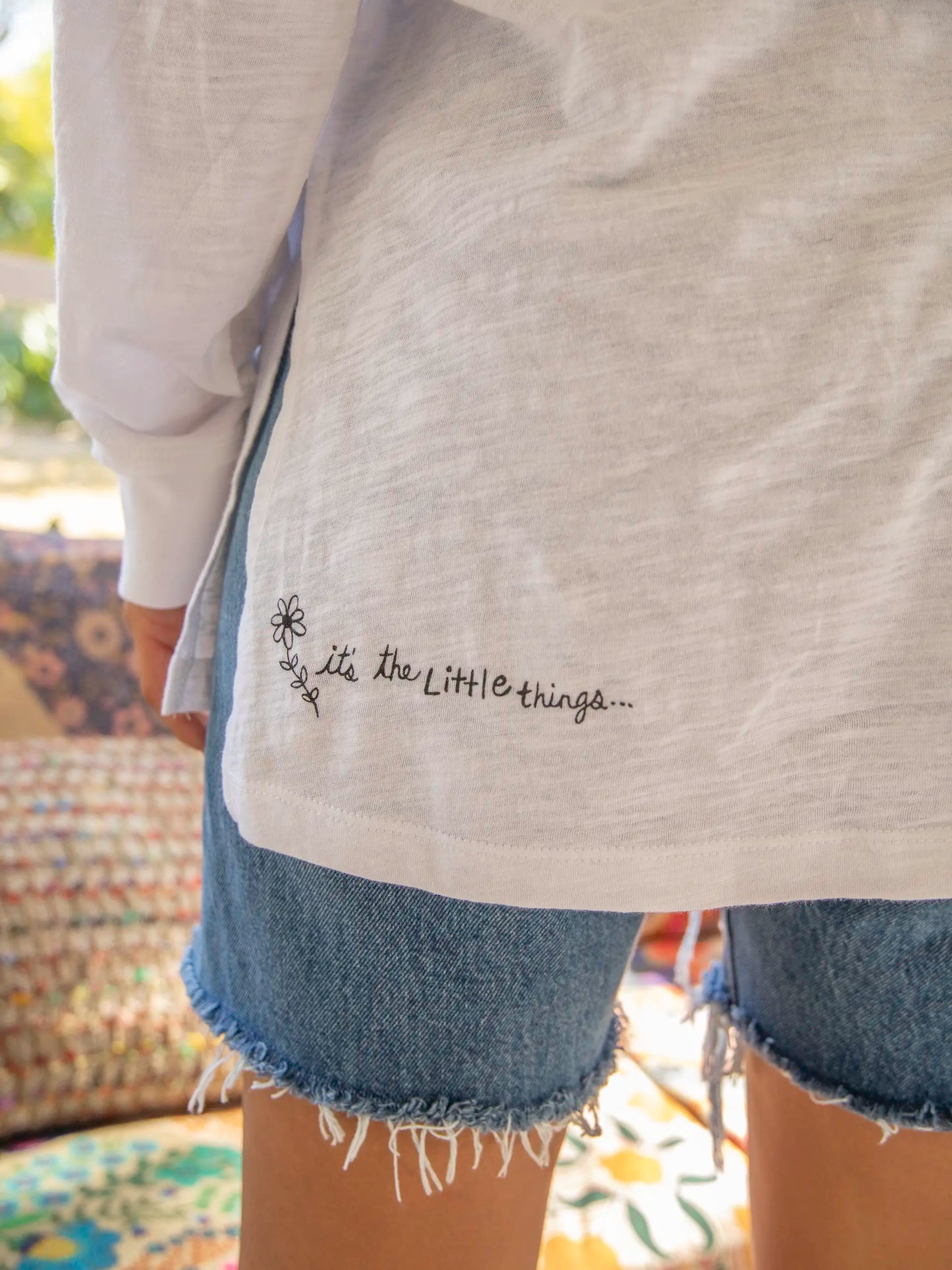 Oversized Cotton Doodle Tee - White