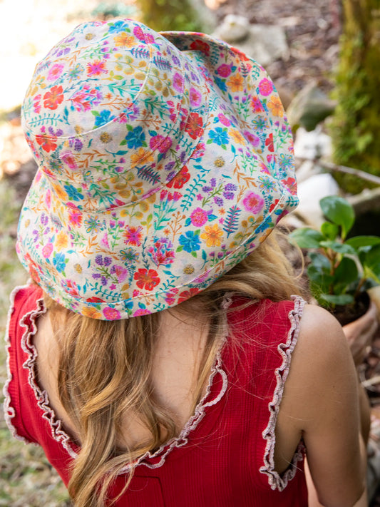 Sunny Day Bucket Hat - Rainbow Garden Cream