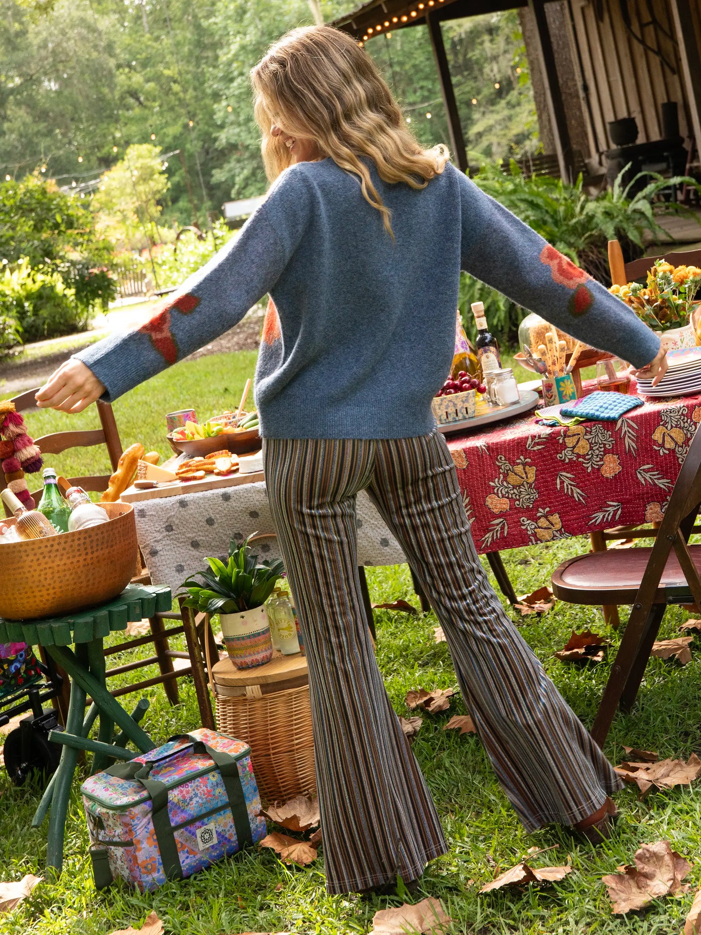 Rosie Reversible Jacquard Pullover Sweater - Denim Rose