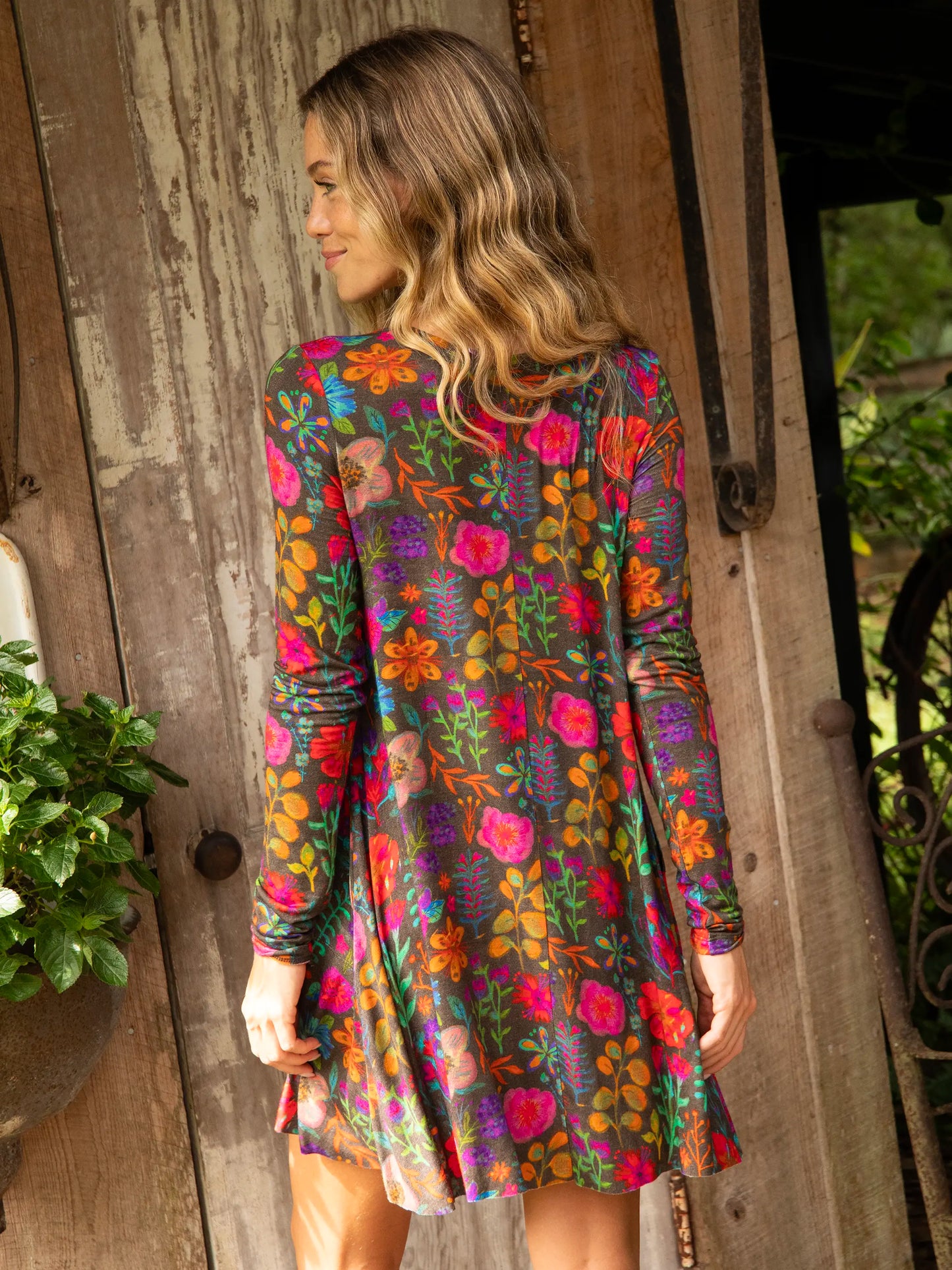 Stevie "ButterSoft" Knit Mini Dress - Rainbow Garden