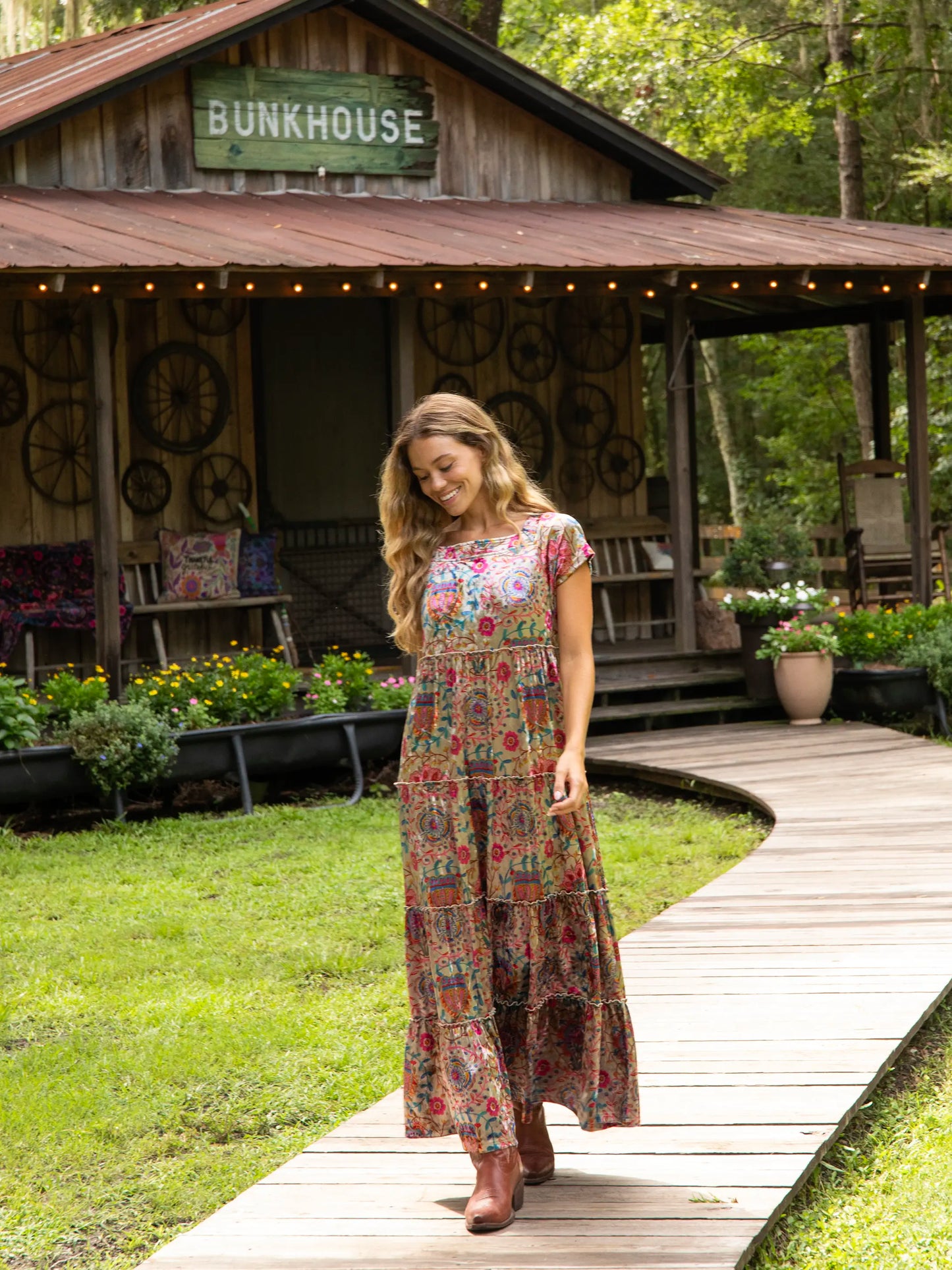 Berkley Velvet Maxi Dress - Pink Folk Floral
