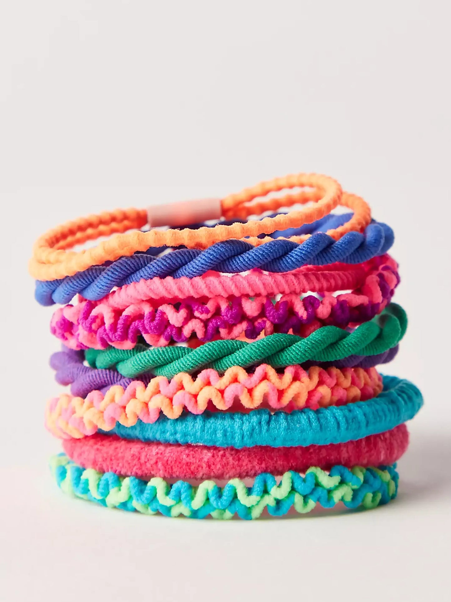 Textured Hair Ties, Set of 10 - Rainbow