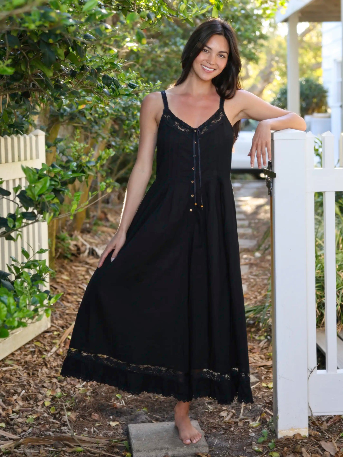 Cotton & Lace Jumpsuit - Black