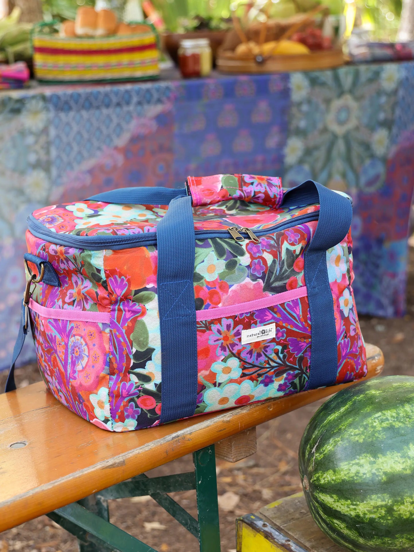 Cooler Tote - Pink Painted Garden