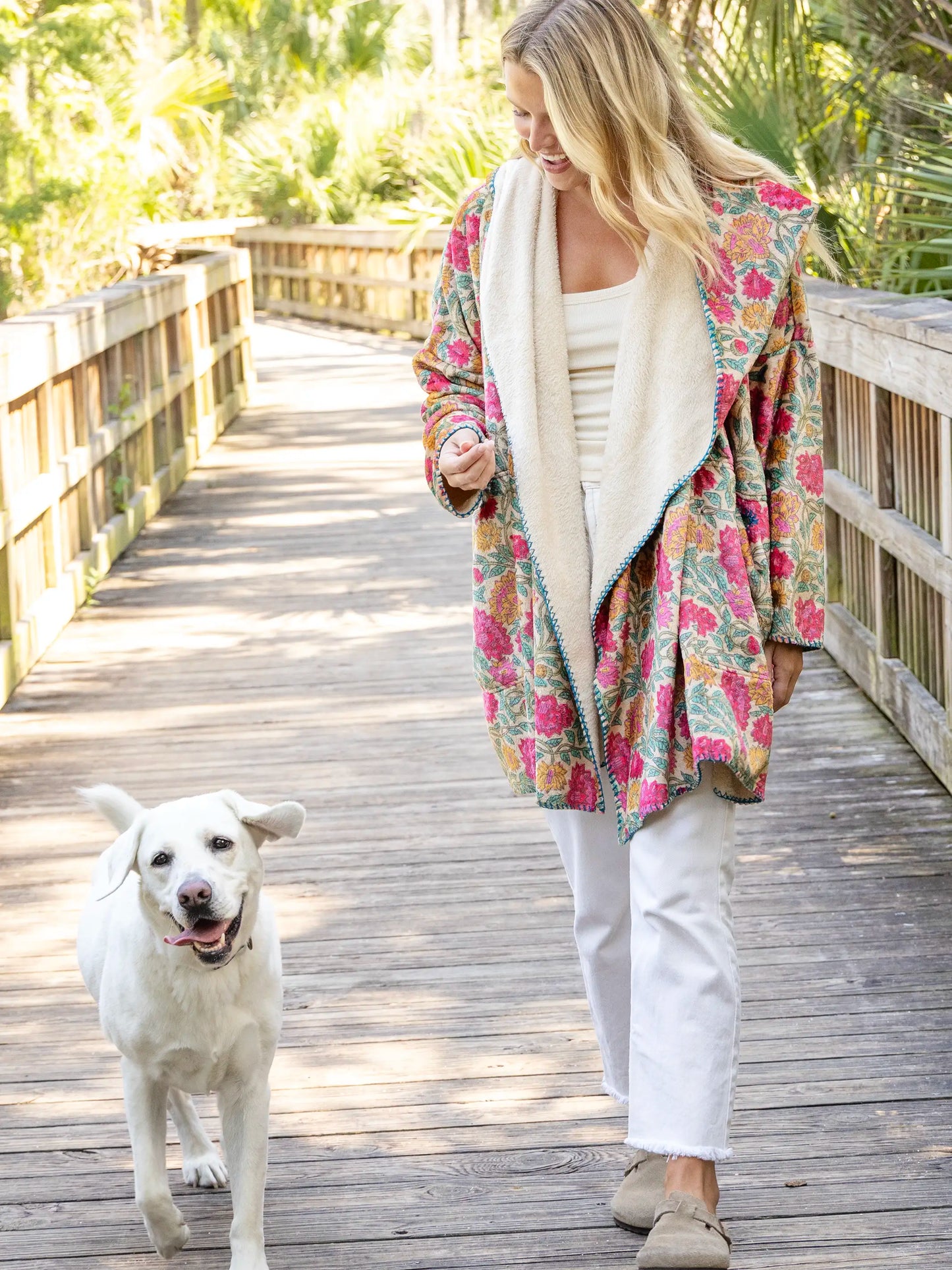 Cozy Blanket Kimono - Lush Zinnias