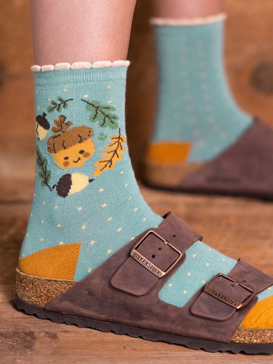 Sunny Day Crew Socks - Autumn Acorn