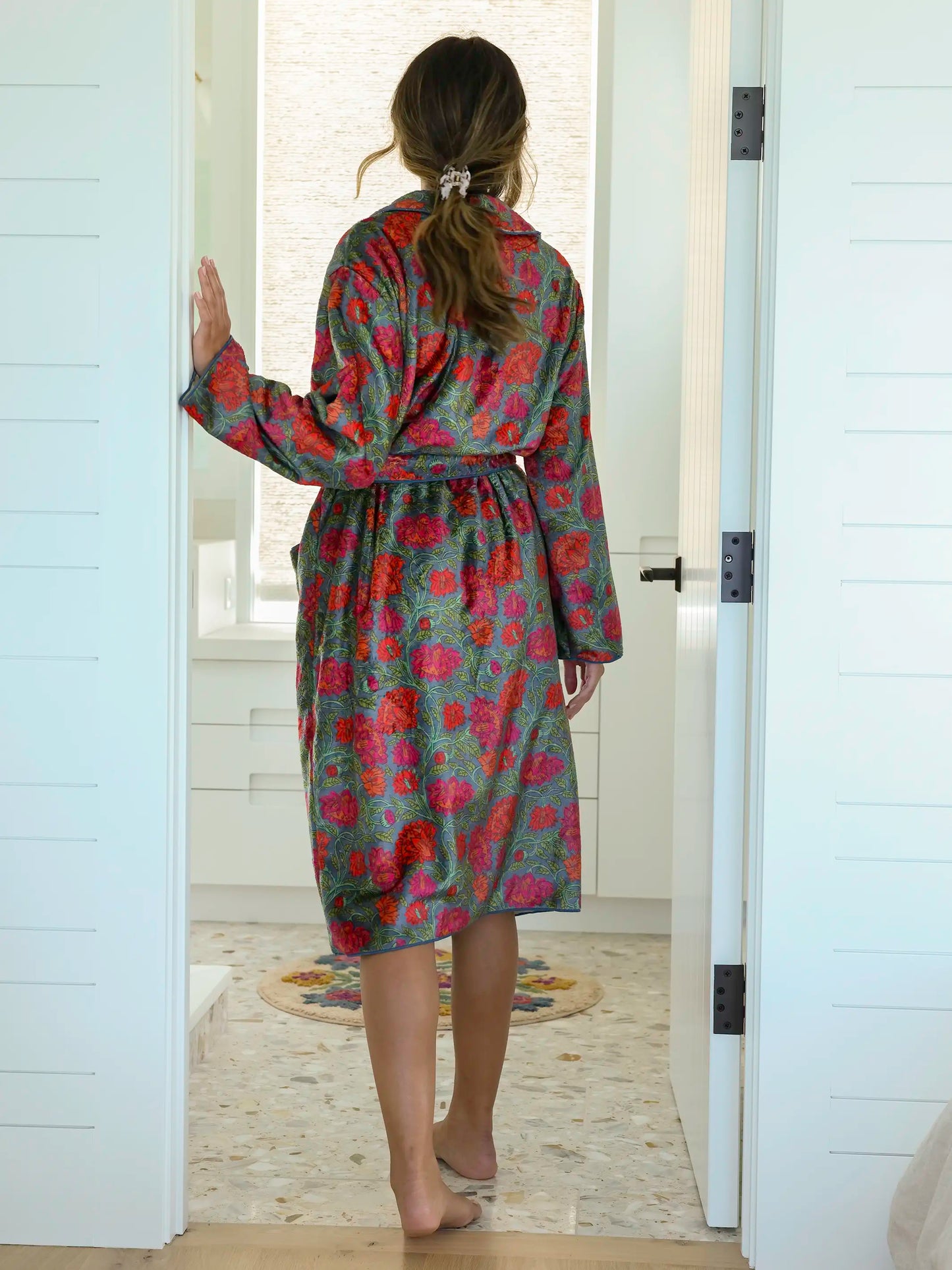Cozy Blanket Robe - Lush Zinnias Midi