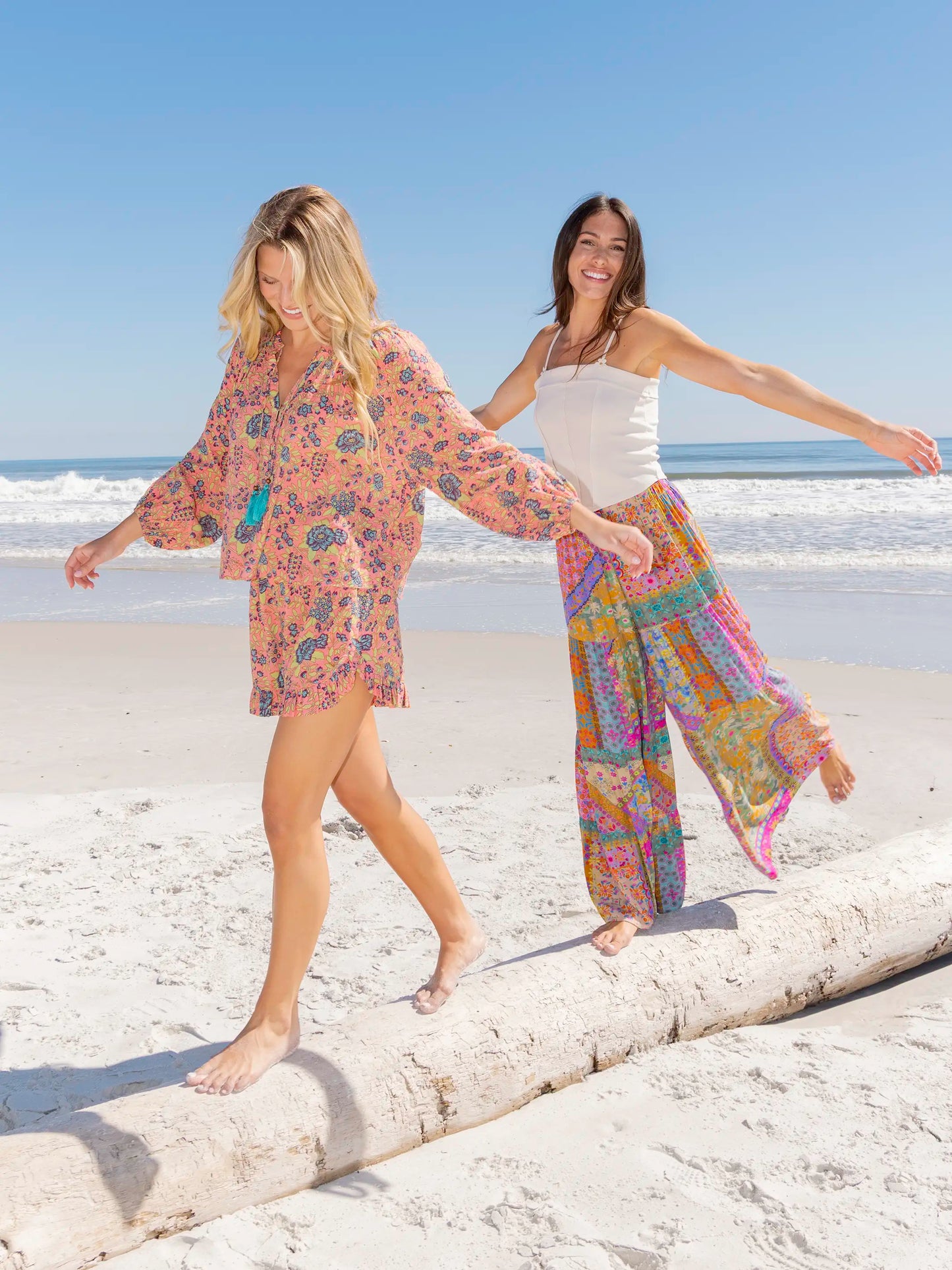 Get Up & Go Top - Peach Aqua Floral