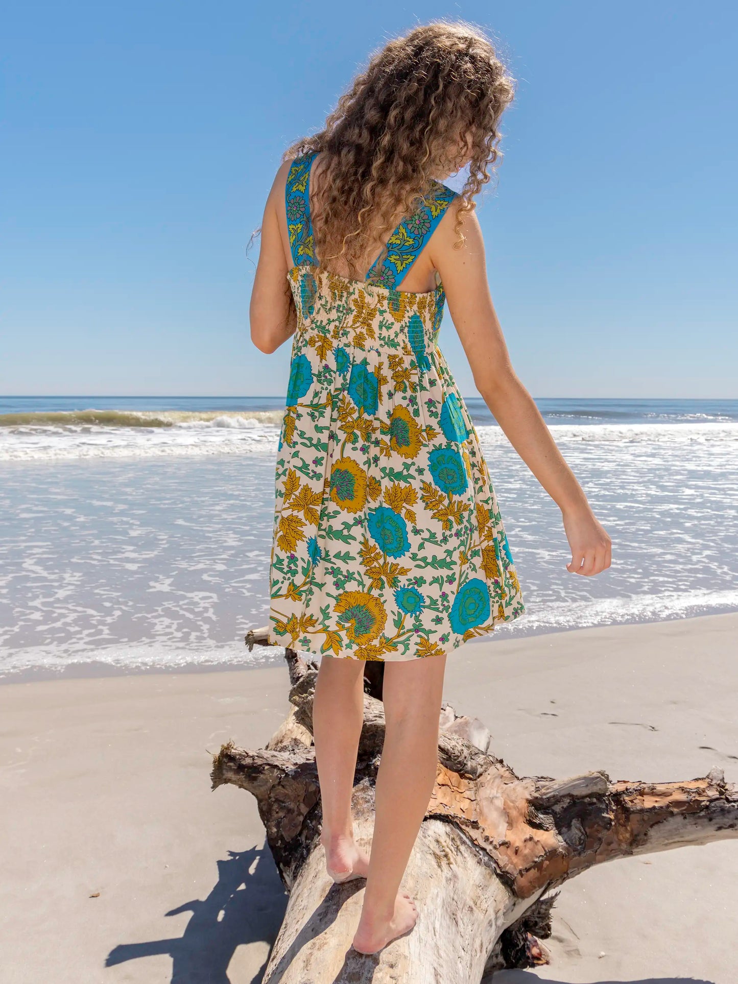 Tricia Mini Dress - Ochre Leafy Floral