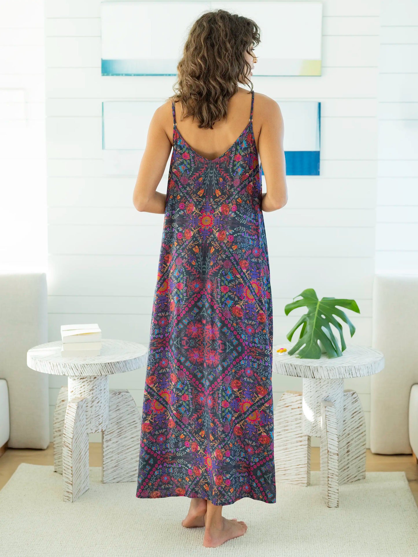 Gracie Slip Maxi Dress - Mandala Charcoal Floral