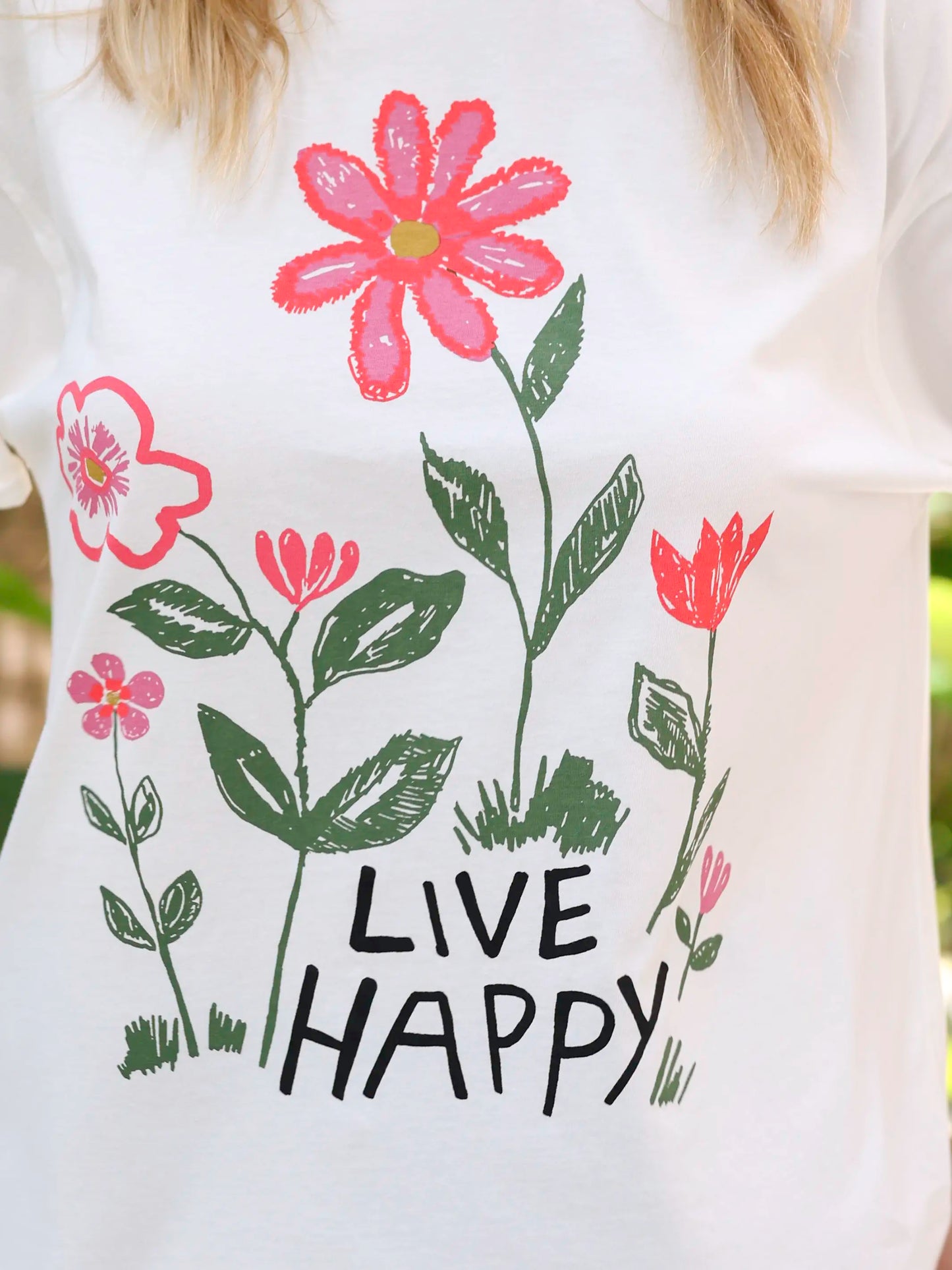 Take It In Cotton Tee - Live Happy Flower