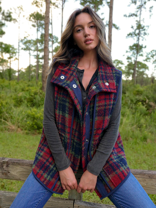 Aurora Plaid Vest - Rust Plaid