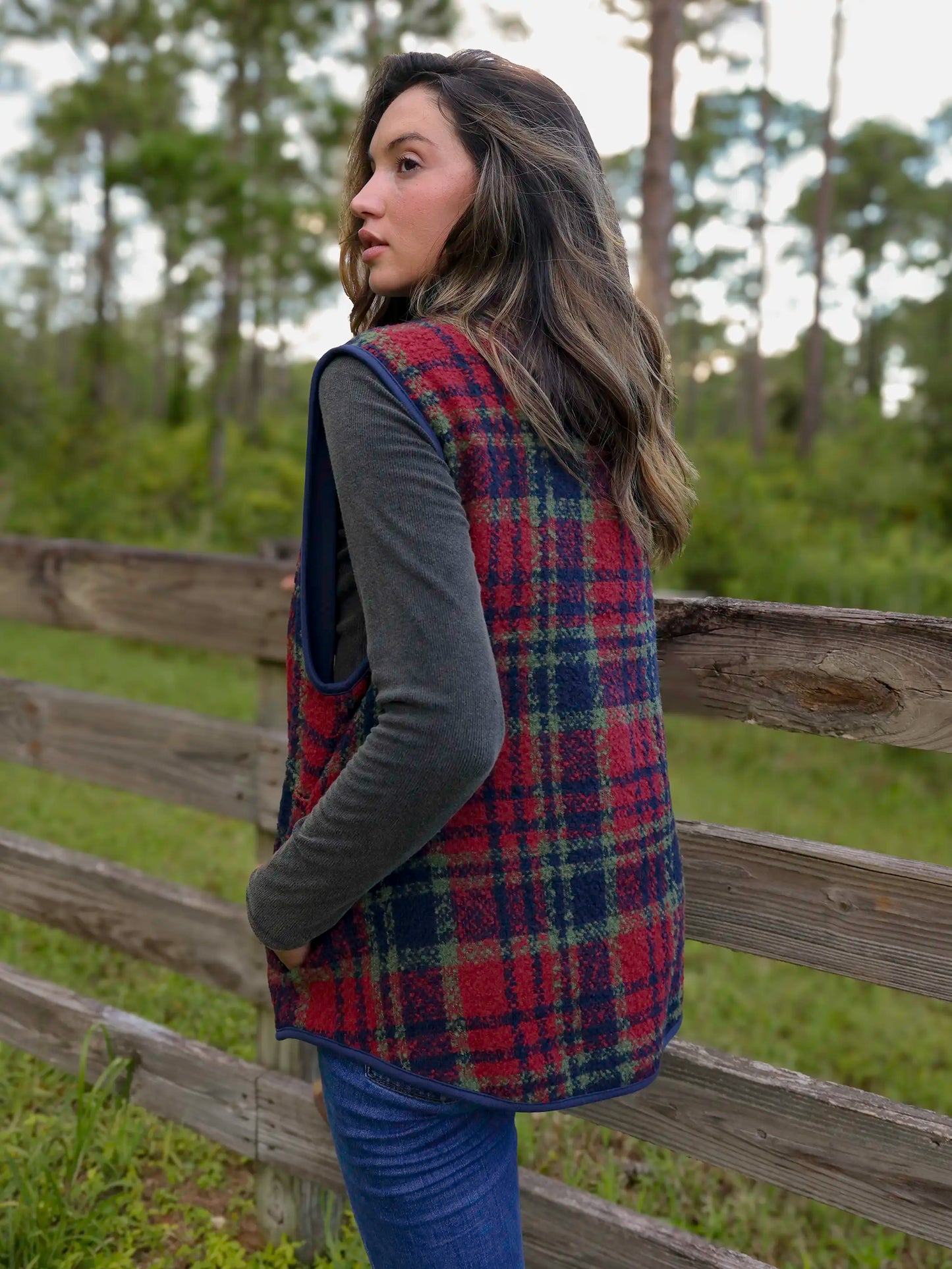 Aurora Plaid Vest - Rust Plaid