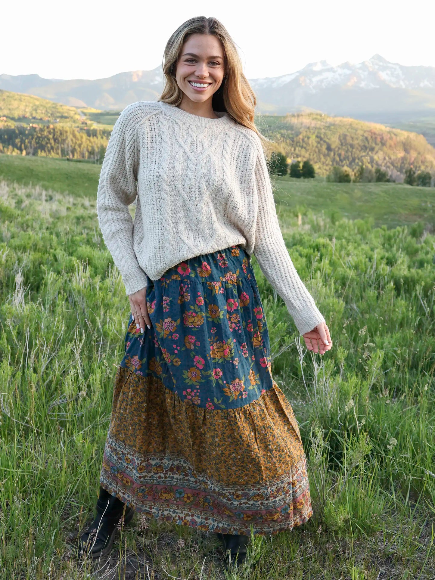 Camille Maxi Skirt - Riviera Batik Blue