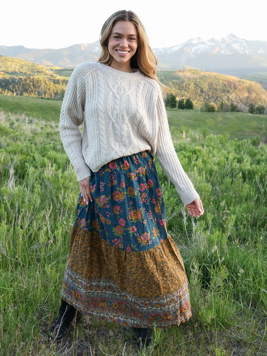 Camille Maxi Skirt - Riviera Batik Blue