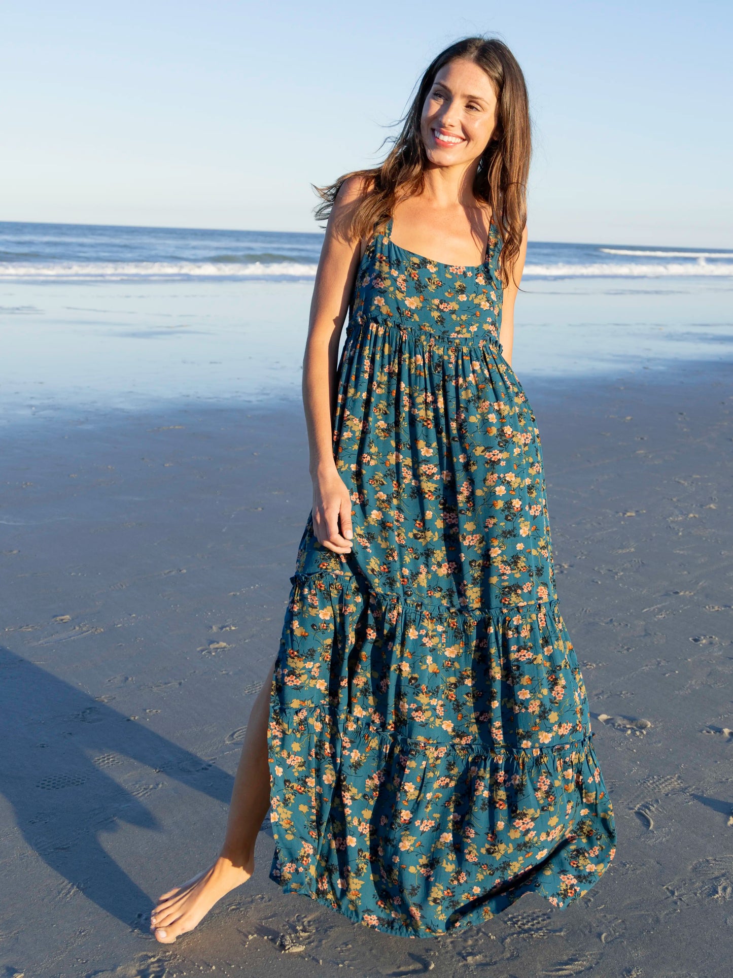 Eliza Maxi Dress - Dark Turquoise Floral