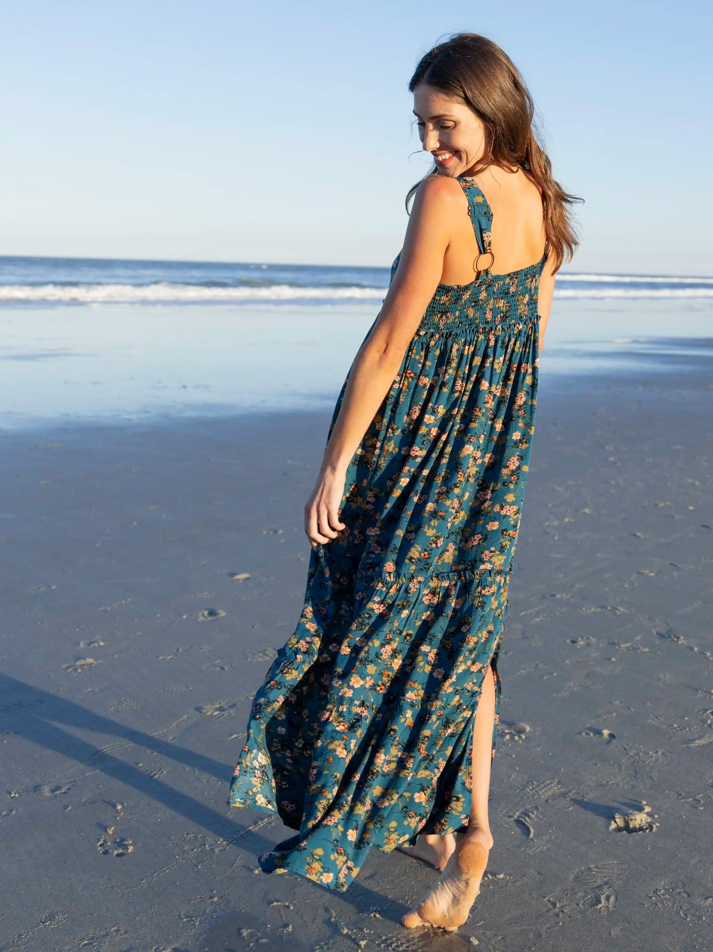 Eliza Maxi Dress - Dark Turquoise Floral