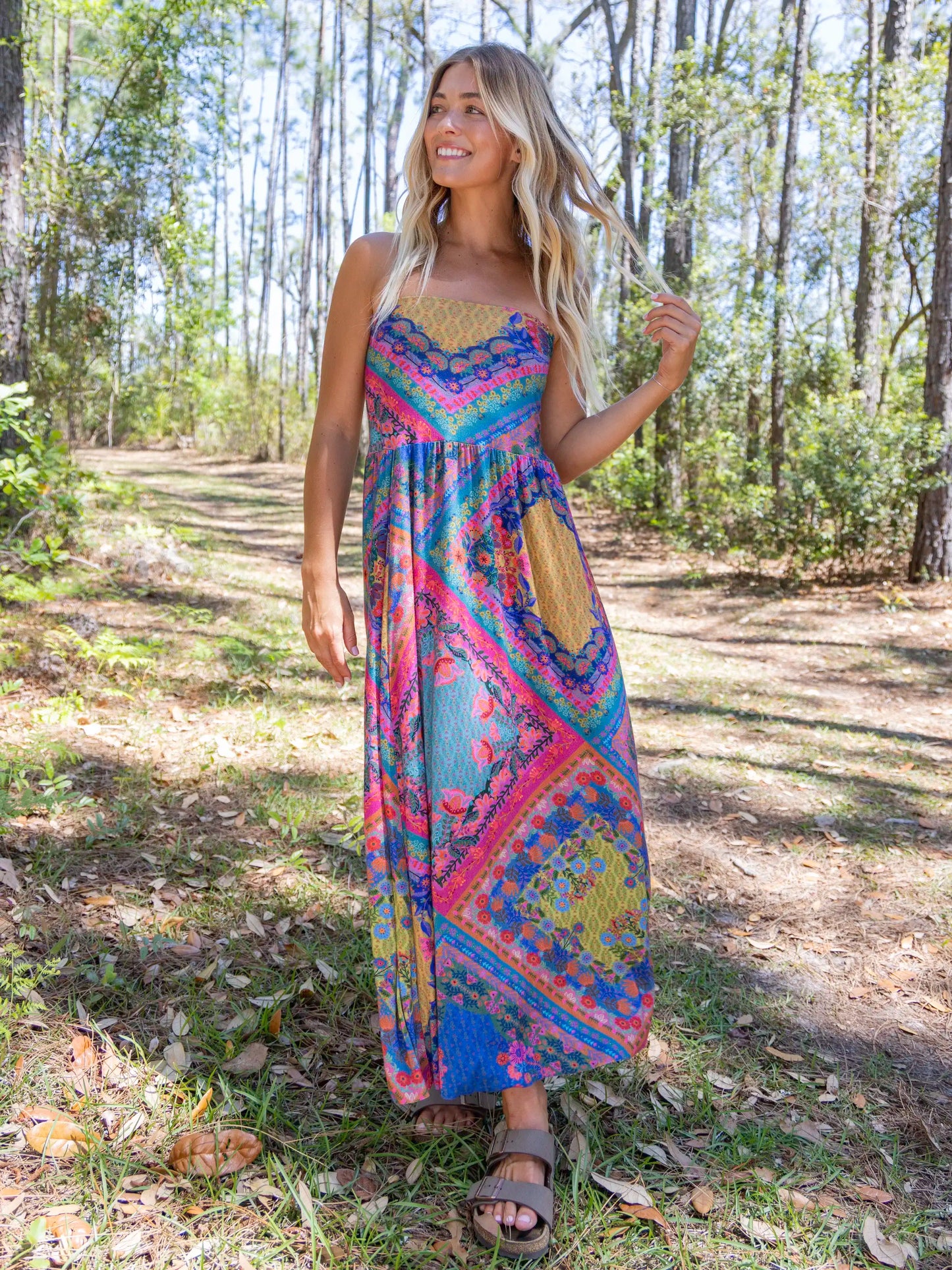 Live-In-It Knit "ButterSoft" Maxi Skirt - Rainbow Diamonds