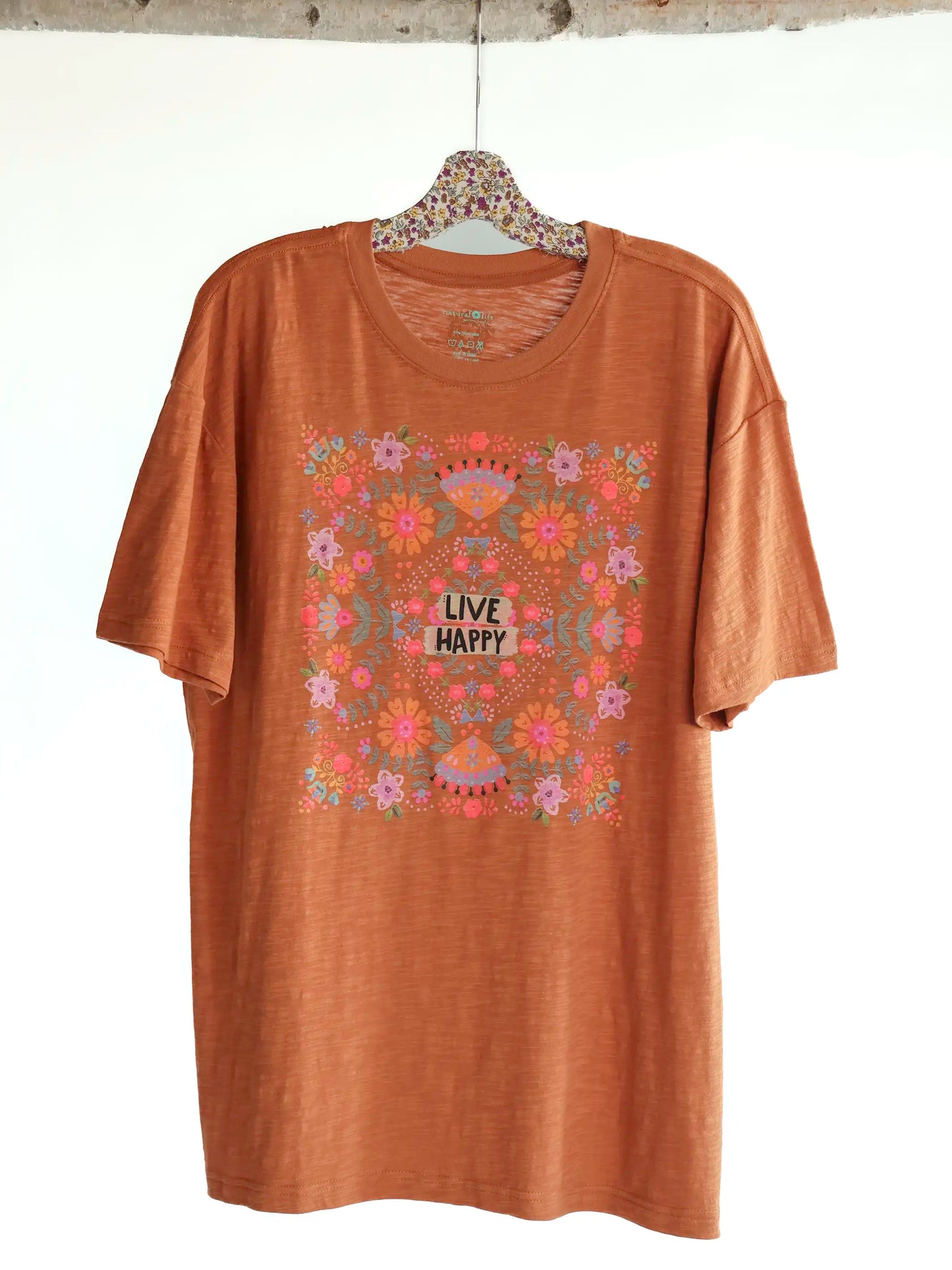 Boyfriend Tee Shirt - Orange Live Happy