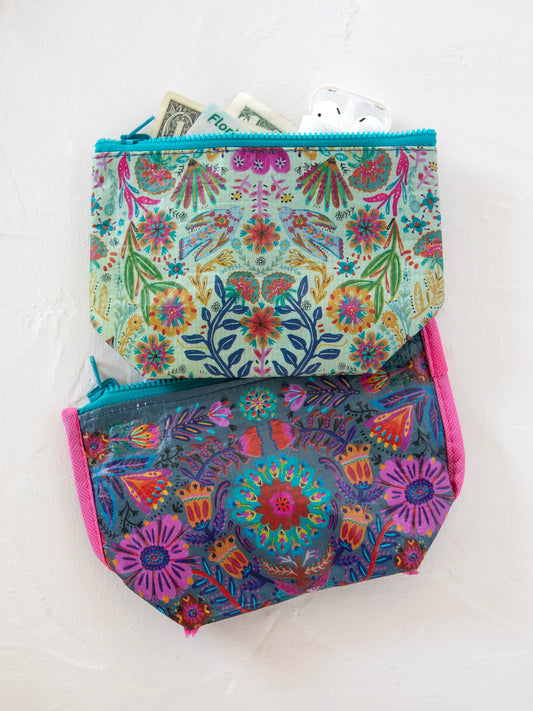 Small Recycled Zipper Pouch - Cream Floral