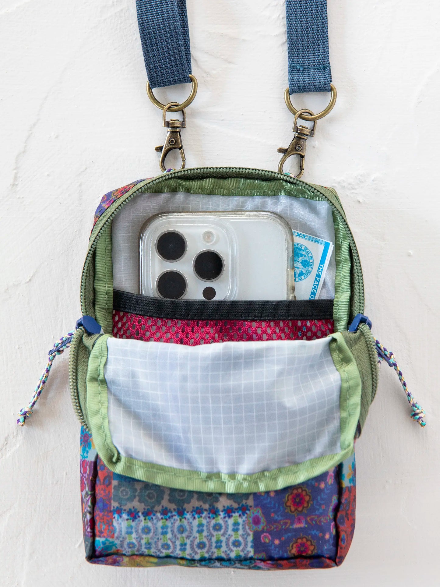 8-in-1 Pocket Crossbody - Blue Patchwork