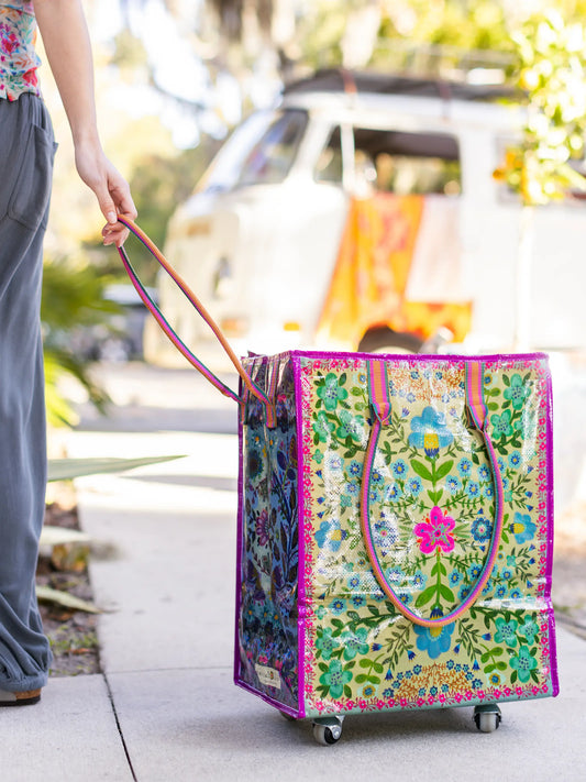 Rolling Tote Bag - Taupe Mandala