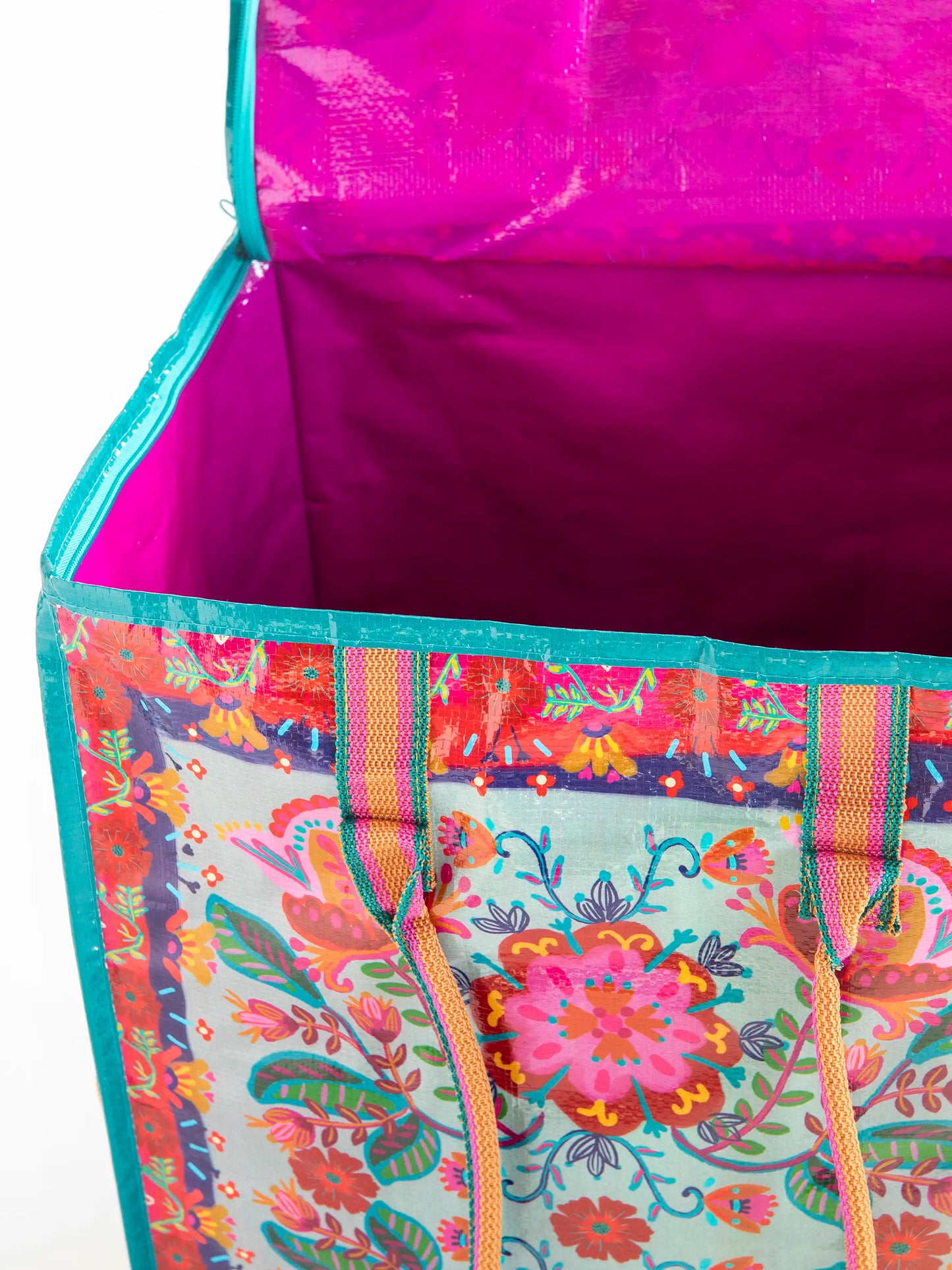 Rolling Tote Bag - Red Folk Flower