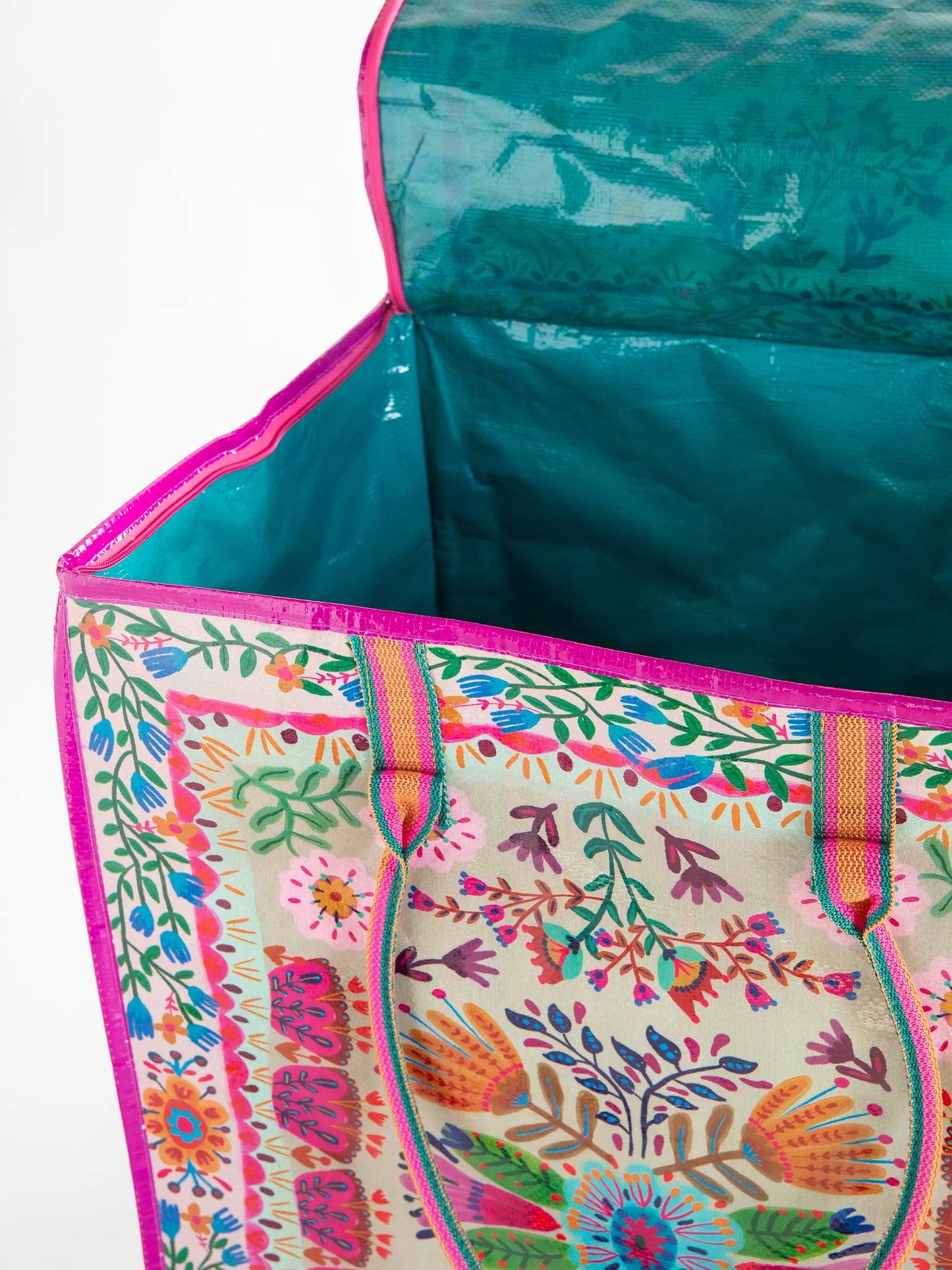 Rolling Tote Bag - XL Light Taupe Flower