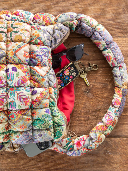 Puffy Fit-It-All Bag - Large Mandala Folk Patchwork Velvet