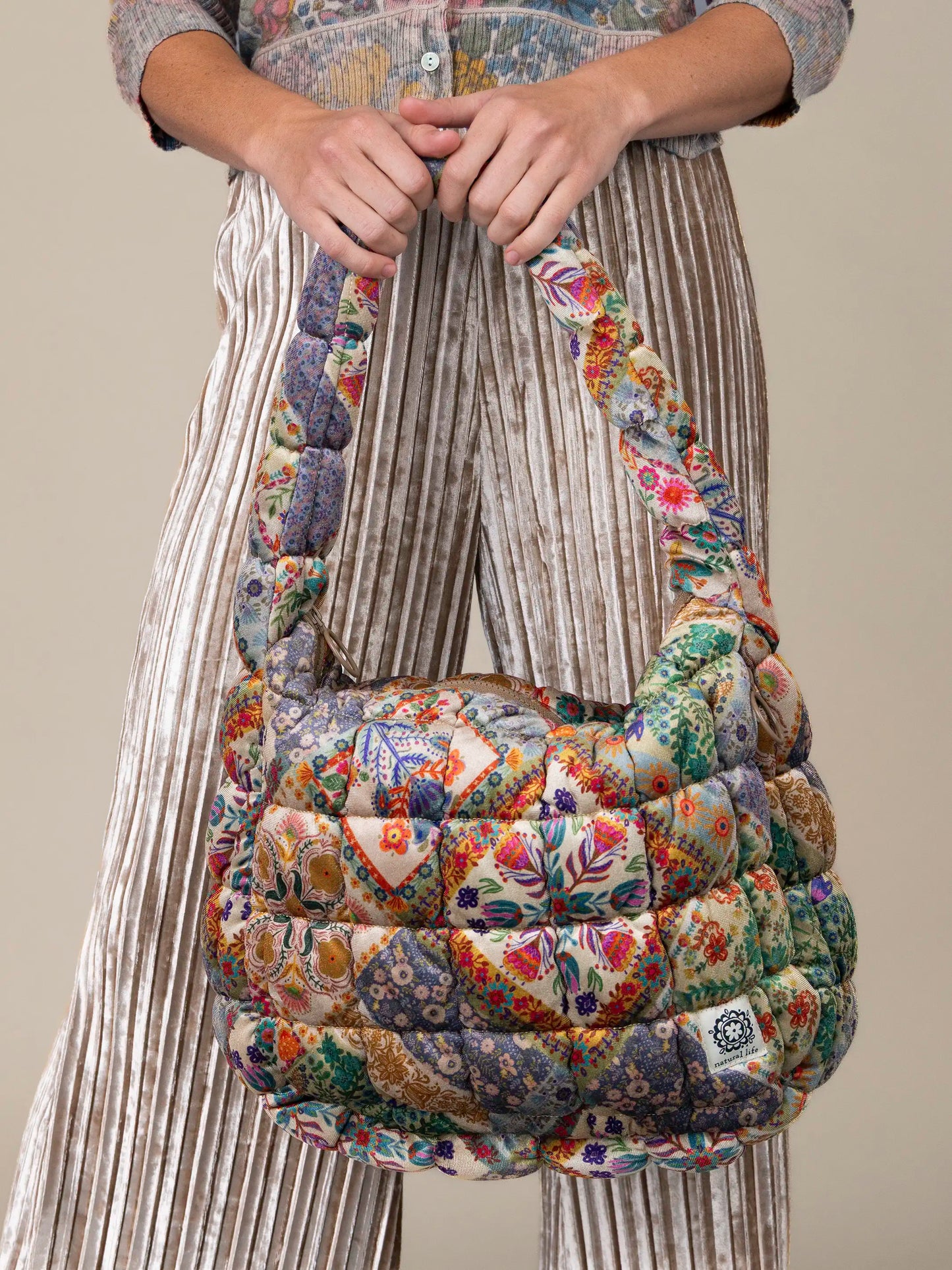 Puffy Fit-It-All Bag - Large Mandala Folk Patchwork Velvet