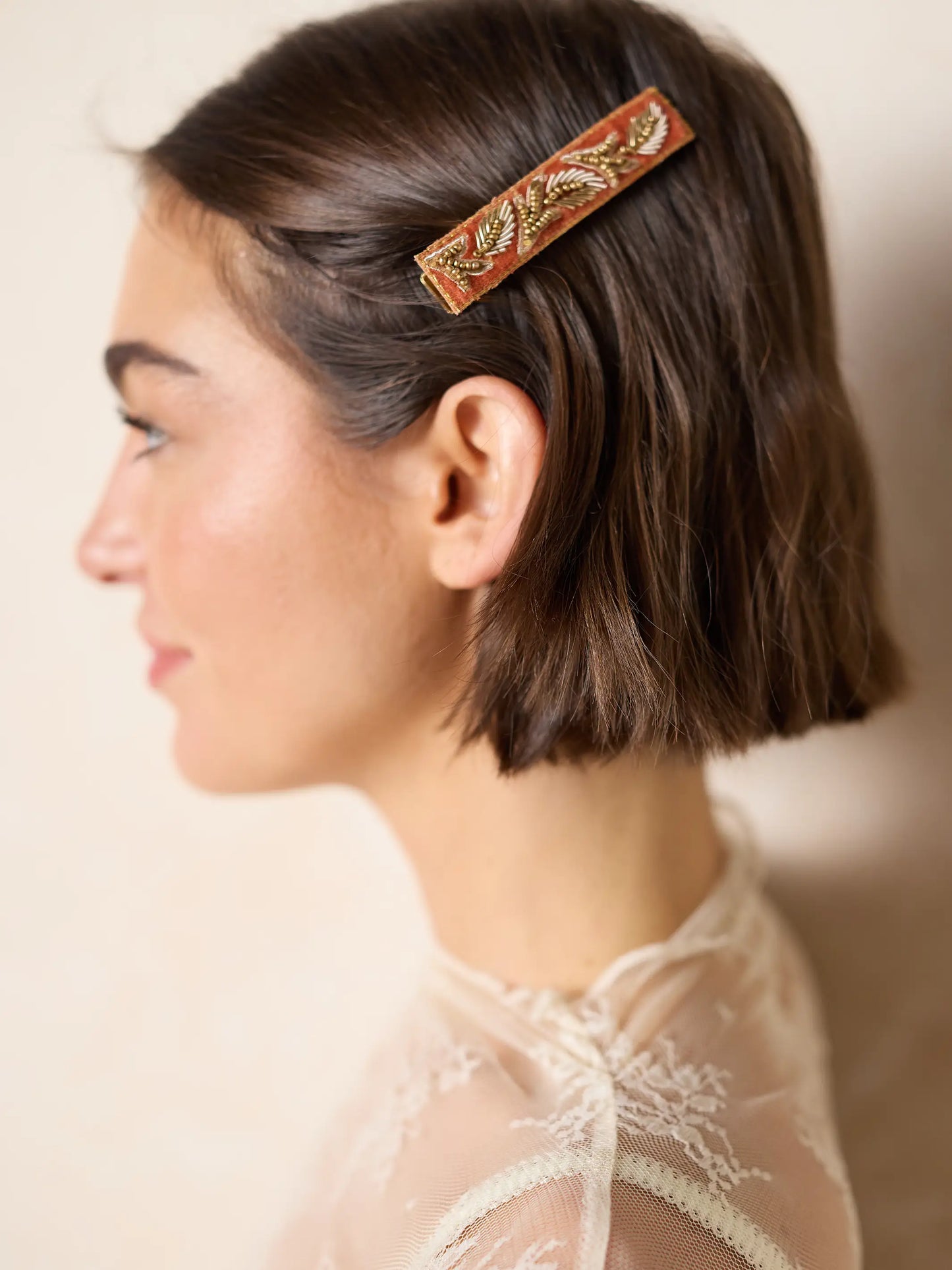 Beaded Hair Clips - Black & Orange