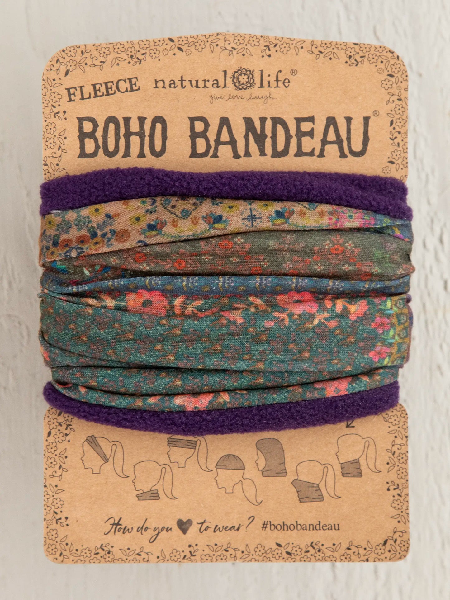 Fleece Boho Bandeau® Headband - Vintage Patchwork