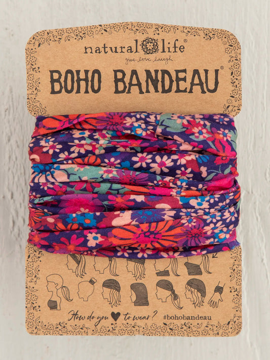 Full Boho Bandeau® Headband - Summer Daisies Burgundy