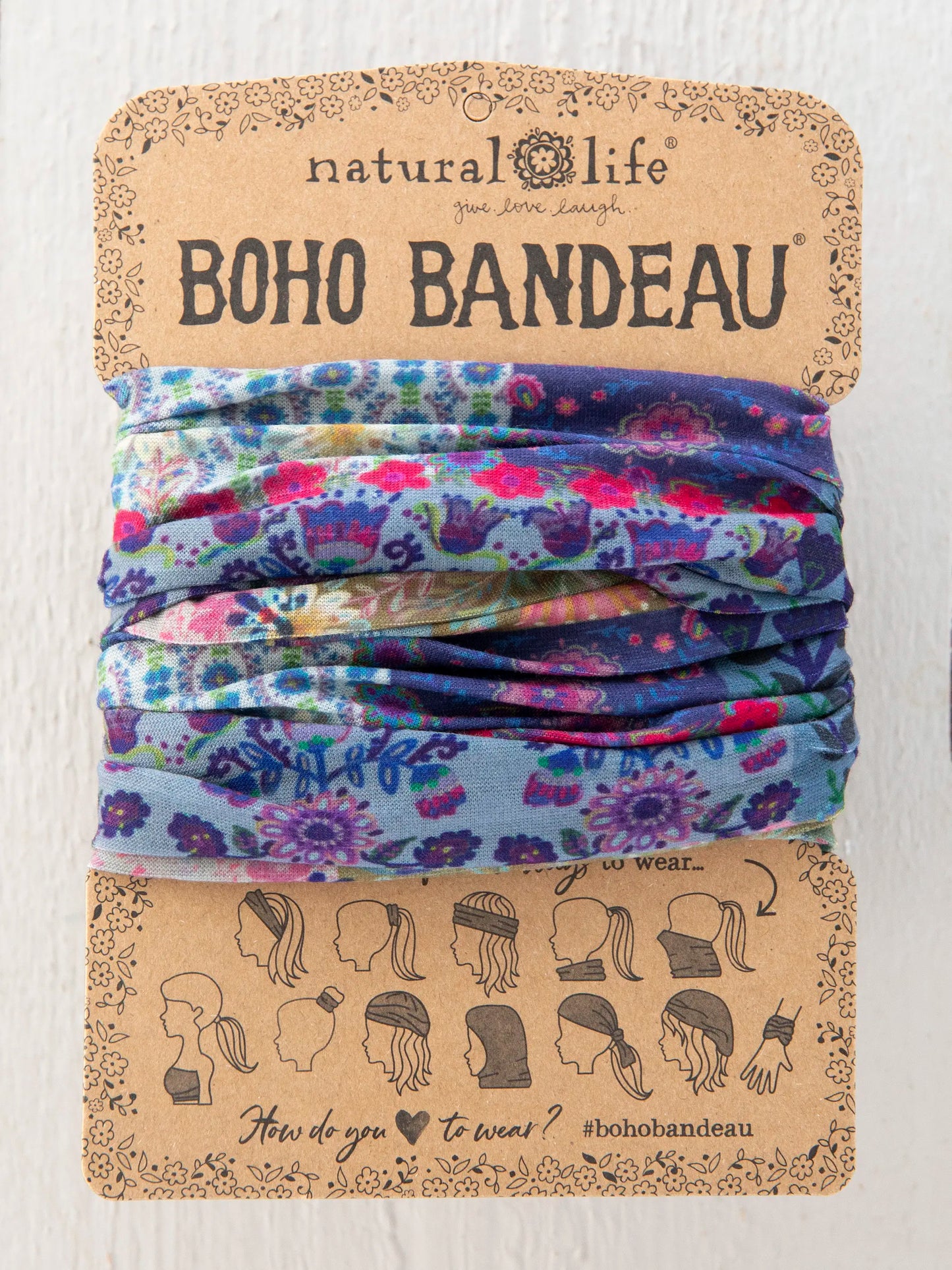 Full Boho Bandeau® Headband - Blue Patchwork