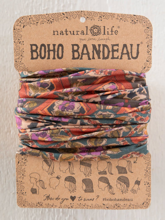 Full Boho Bandeau® Headband - Brown Tuscany Border