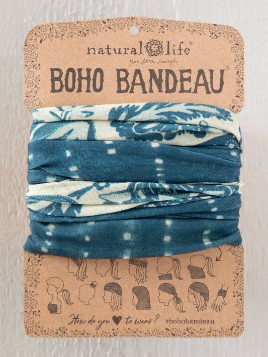 Full Boho Bandeau® Headband - Shibori Stripe Indigo