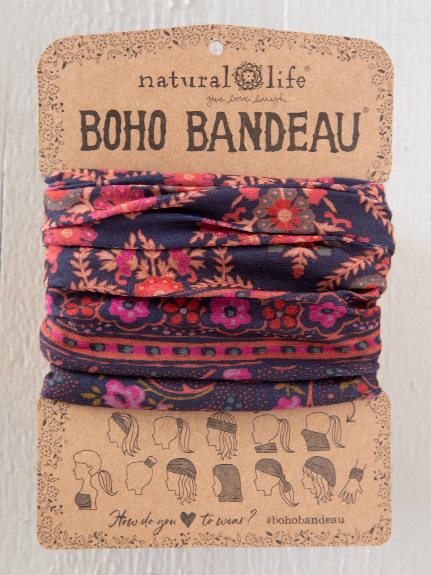 Full Boho Bandeau® Headband - Indigo Willow Medallion