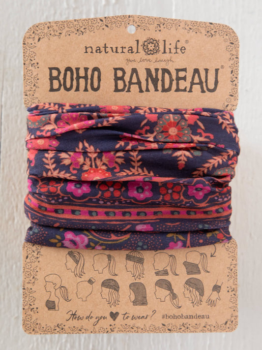 Full Boho Bandeau® Headband - Indigo Willow Medallion