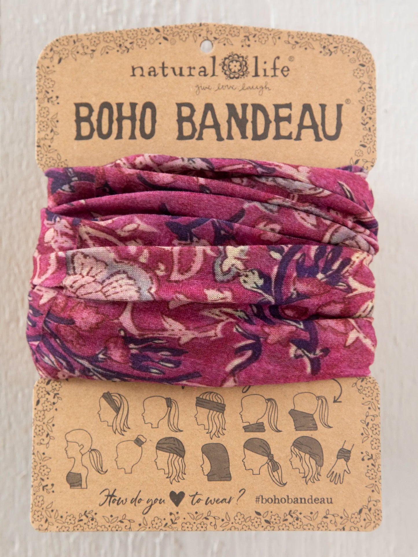 Full Boho Bandeau® Headband - Mauve India Vines