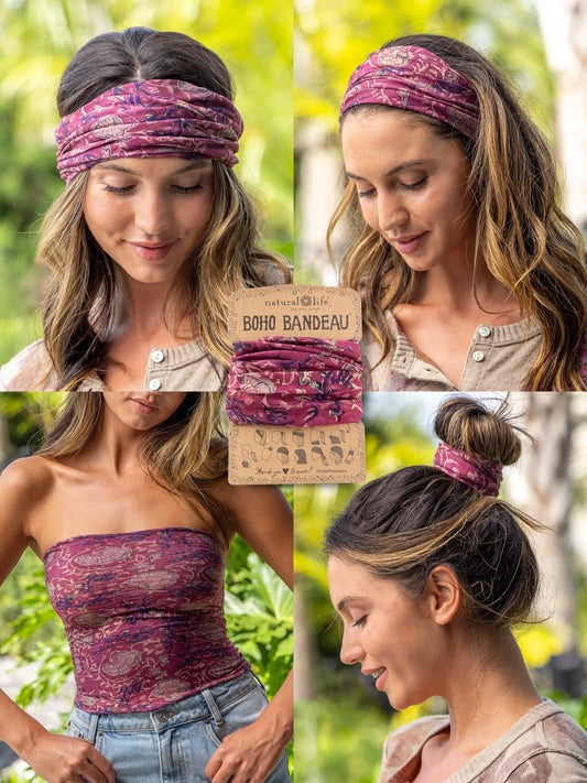 Full Boho Bandeau® Headband - Mauve India Vines