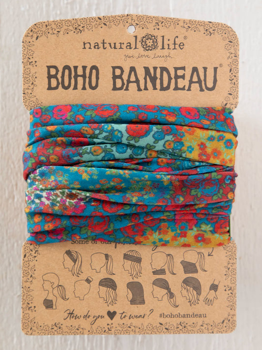 Full Boho Bandeau® Headband - Prairie Patchwork Navy